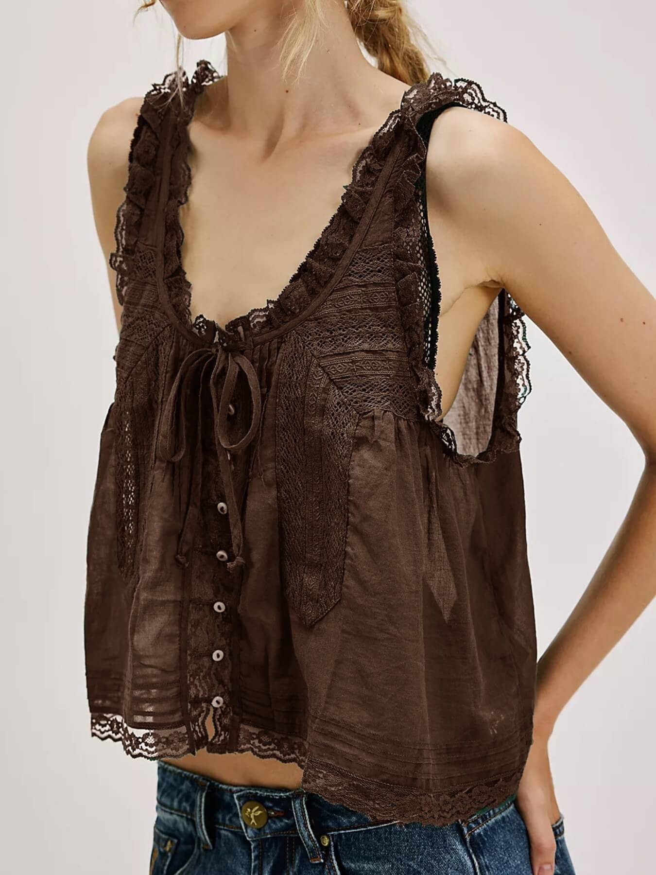 Boho Lace Top Chocolate