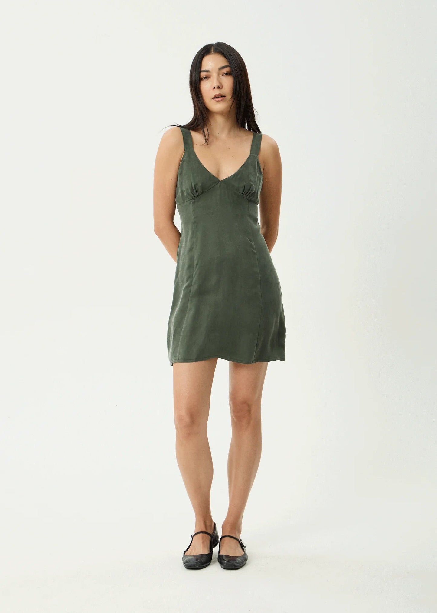 Afends Gerry Cupro Mini Dress - Deep Green