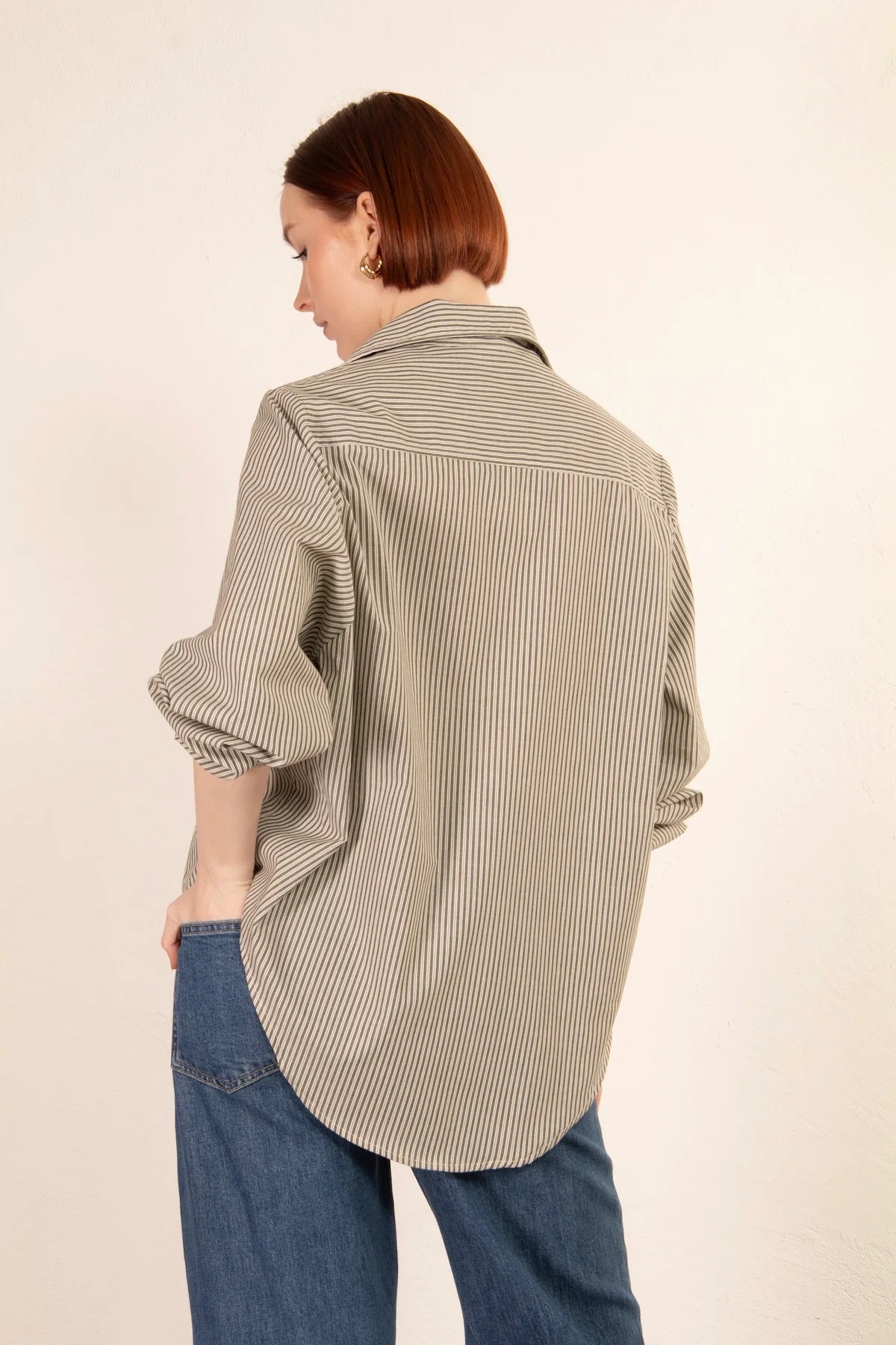 Capri Stripe Blouse Olive
