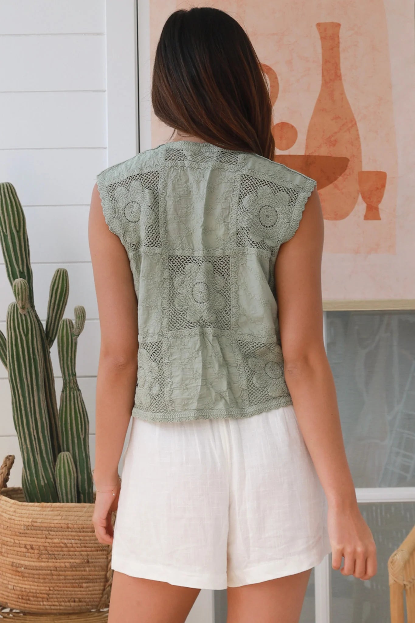 Cotton Vest Sage