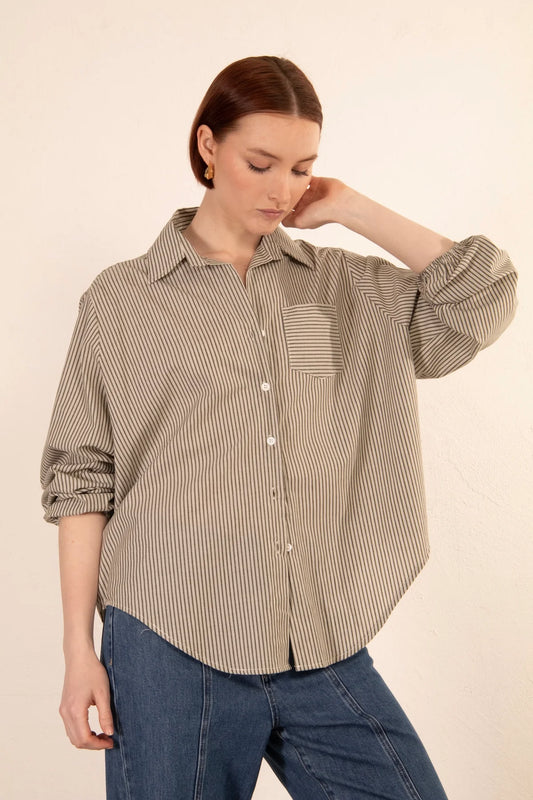 Capri Stripe Blouse Olive