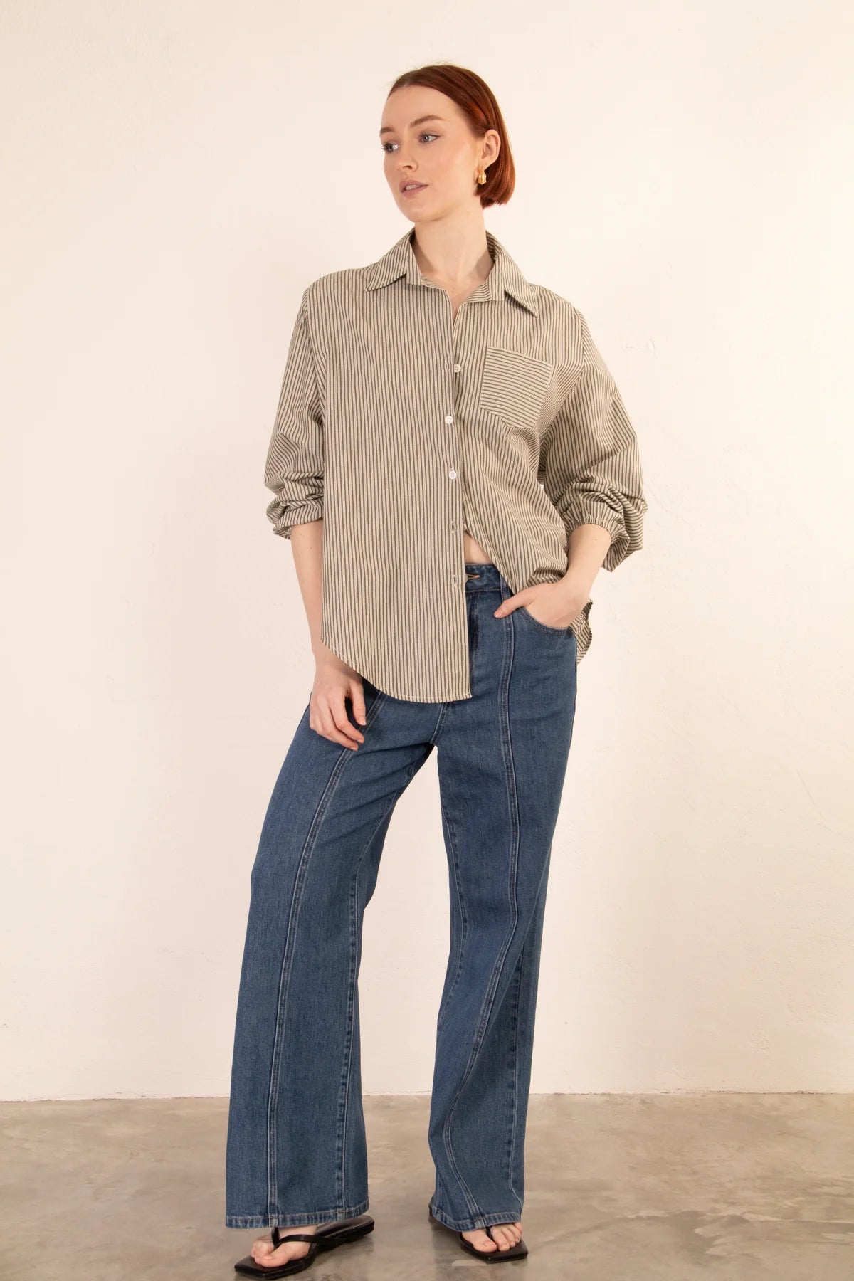 Capri Stripe Blouse Olive