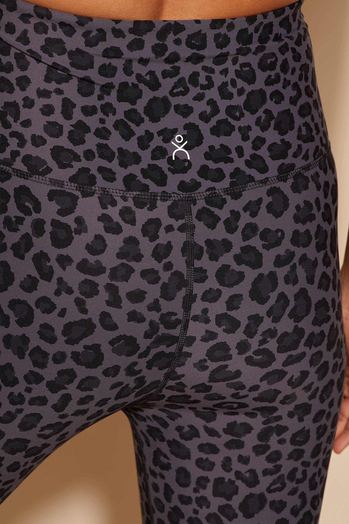 close up on the print of teh tights leopard print