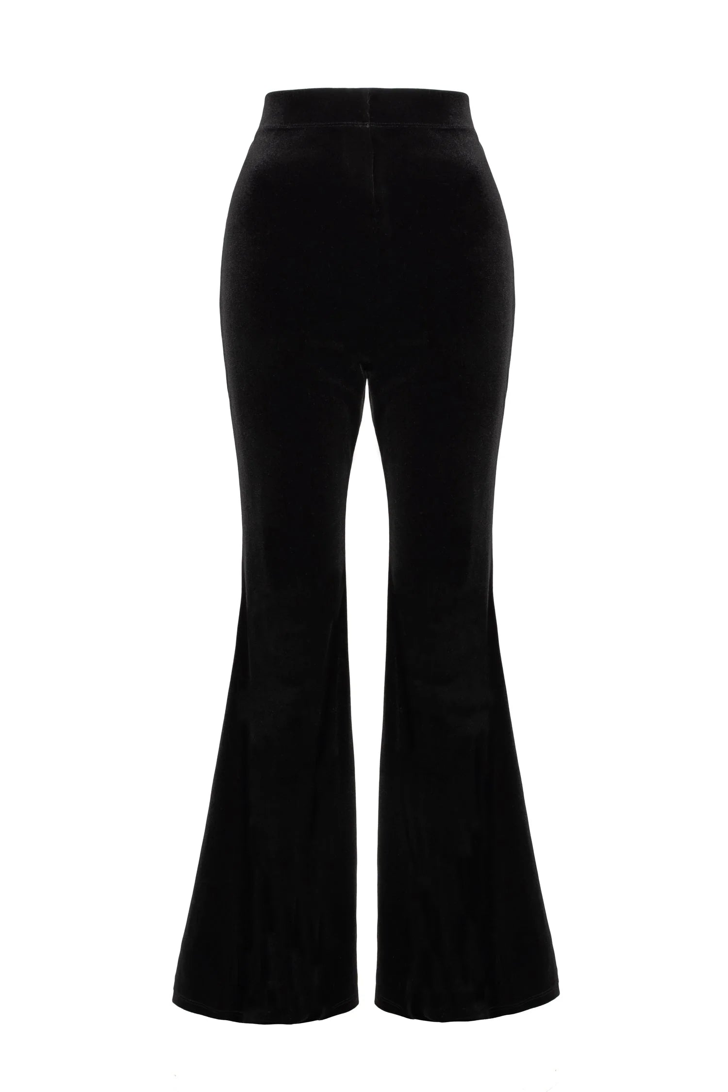 Black flared pants on a white background