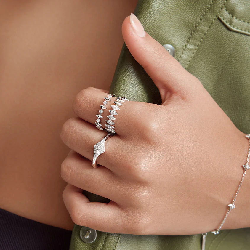 Silver Pave Sparkle Cubic Zirconia Ring