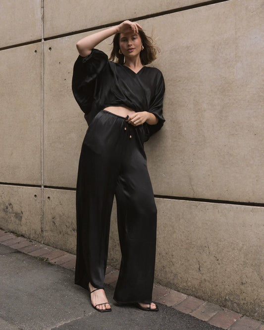 Hot Property Stevie Liquid-Silk Finish Pant Black